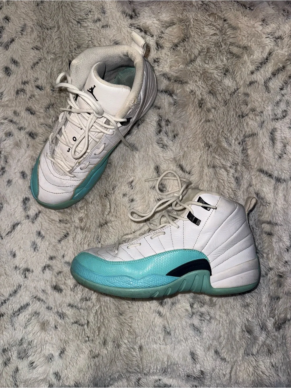 Air Jordan 12 Retro GS in the 'Light Aqua' colorway (Style: 510815-100)